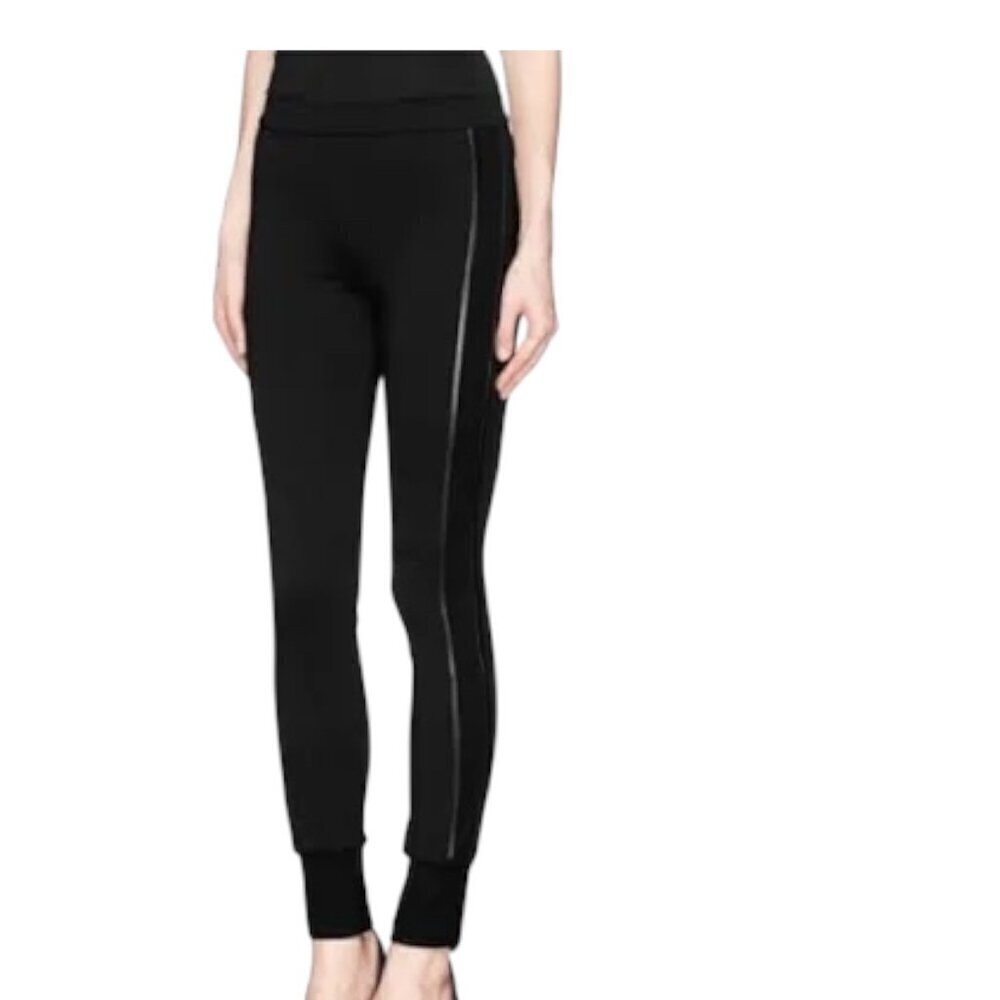 Vince Black Leather Piped Legging Pants XSmall